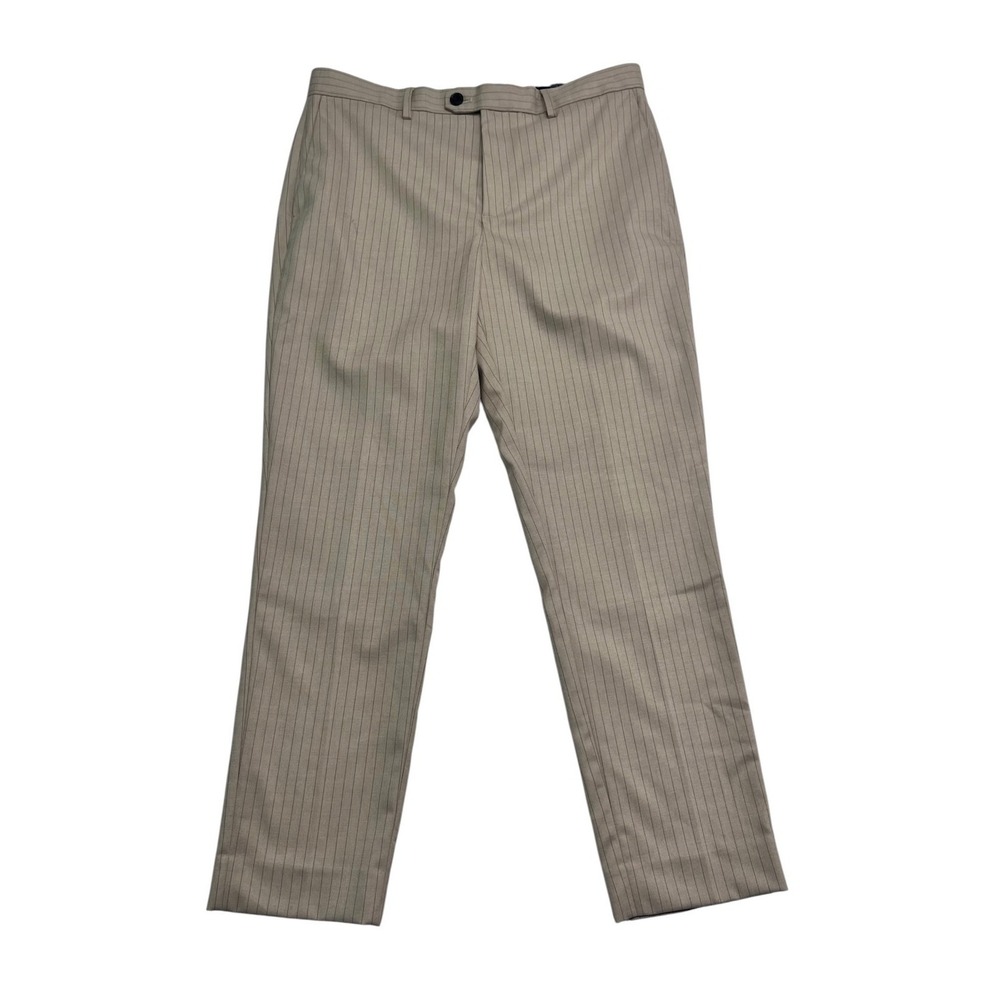 Banana Republic 34x30 Tan Gray Pinstripe Dress‎ Suit Pants Trousers Flat Front